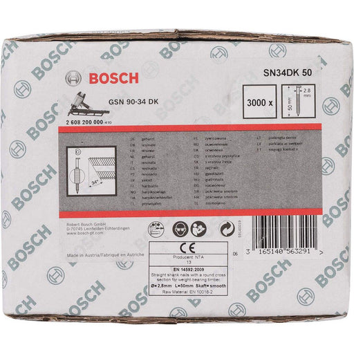 Bosch ekser sa prugama D–glava SN34DK 50 2,8 mm, 50 mm, čista, glatka - 2608200000