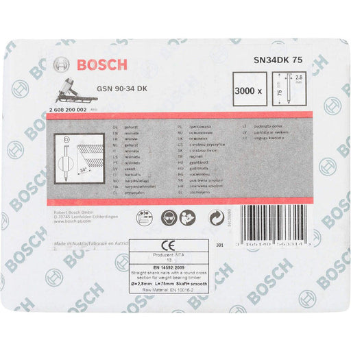 Bosch ekser sa prugama D–glava SN34DK 75 2,8 mm, 75 mm, čista, glatka - 2608200002
