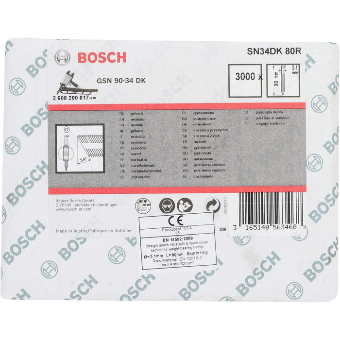 Bosch ekser sa prugama D–glava SN34DK 80R 3,1 mm, 80 mm, čista, nabrazdana - 2608200017