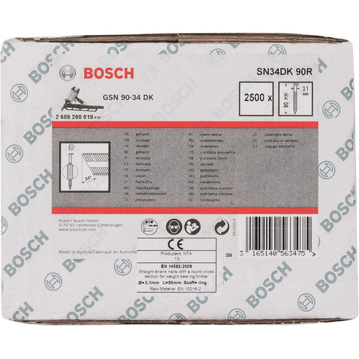 Bosch ekser sa prugama D–glava SN34DK 90R 3,1 mm, 90 mm, čista, nabrazdana - 2608200018