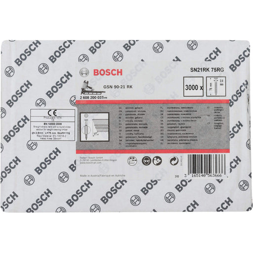 Bosch ekser sa prugama okrugla glava SN21RK 75RG 2,8 mm, 75 mm, pocinkovana, nabrazdana - 2608200037