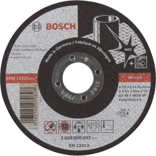Bosch rezna ploča ravna Expert for Inox AS 46 T INOX BF, 115 mm, 2,0 mm - 2608600093