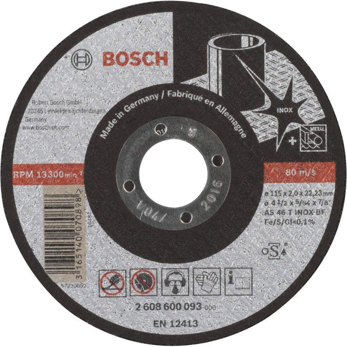 Bosch rezna ploča ravna Expert for Inox AS 46 T INOX BF, 115 mm, 2,0 mm - 2608600093
