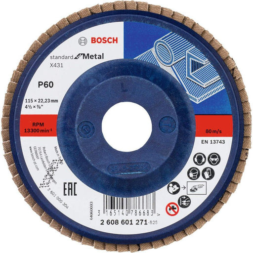 Bosch lamelni brusni disk X431, Standard for Metal 115 mm, 22,23 mm, 60 - 2608601271