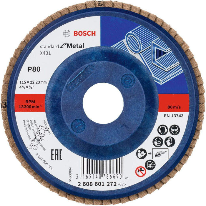 Bosch lamelni brusni disk X431, Standard for Metal 115 mm, 22,23 mm, 80 - 2608601272