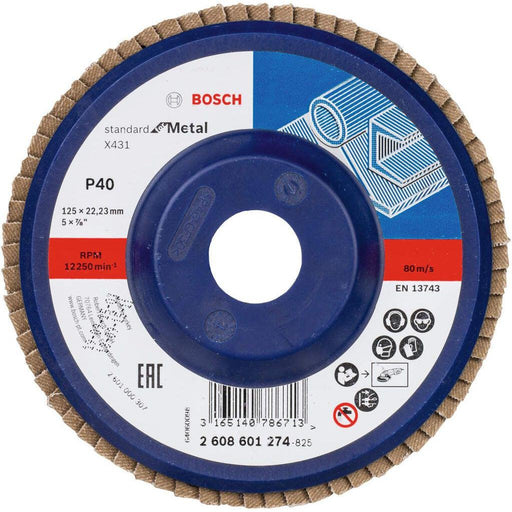 Bosch lamelni brusni disk X431, Standard for Metal 125 mm, 22,23 mm, 40 - 2608601274