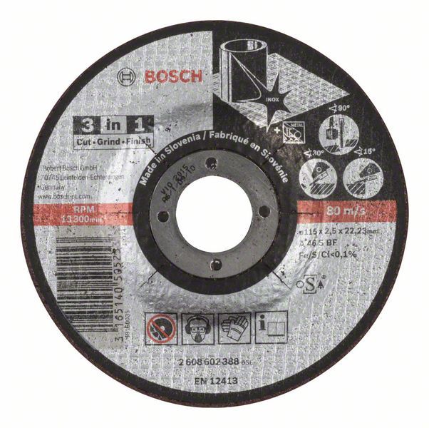 Bosch Rezna ploča 3 u 1 A 46 S BF, 115 mm, 2,5 mm, Kolenasti