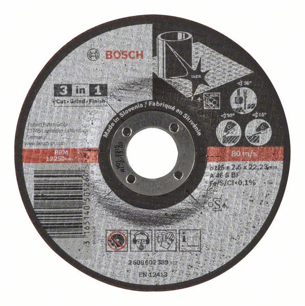 Bosch Rezna ploča 3 u 1 A 46 S BF, 125 mm, 2,5 mm, Kolenasti