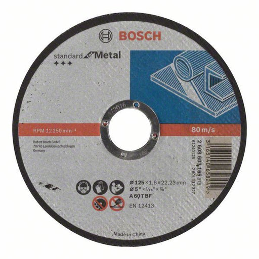 Bosch Rezna ploča ravna Standard for Metal A 60 T BF, 125 mm, 22,23 mm, 1,6 mm, Ravni