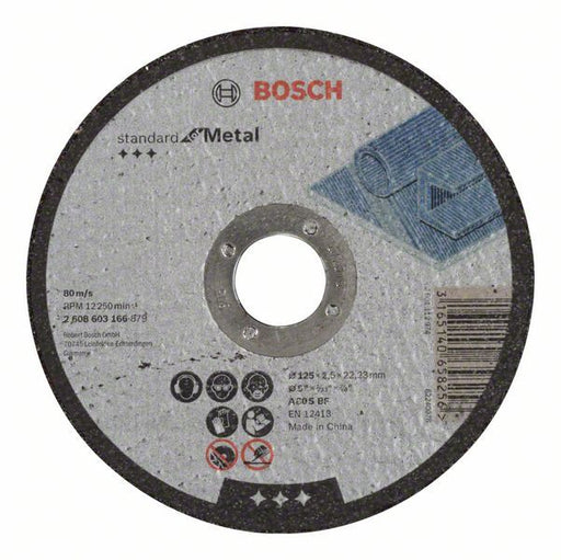 Bosch Rezna ploča ravna Standard for Metal A 30 S BF, 125 mm, 22,23 mm, 2,5 mm, Ravni