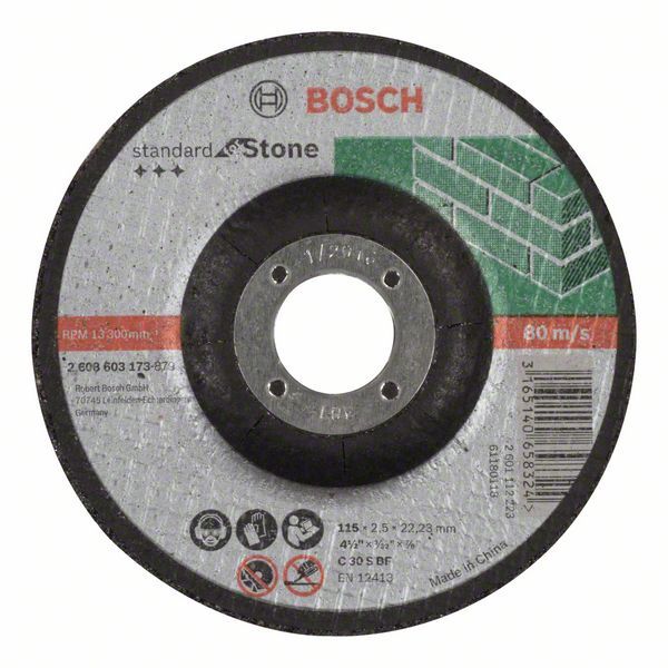 Bosch Rezna ploča ispupčena Standard for Stone C 30 S BF, 115 mm, 22,23 mm, 2,5 mm, Kolenasti