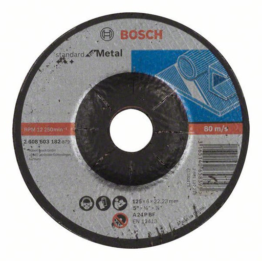 Bosch Brusna ploča ispupčena Standard for Metal A 24 P BF, 125 mm, 22,23 mm, 6,0 mm