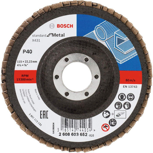 Bosch lamelni brusni disk X431, Standard for Metal 115 mm, 22,23 mm, 40 - 2608603652
