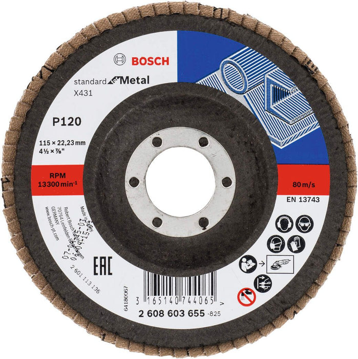 Bosch lamelni brusni disk X431, Standard for Metal 115 mm, 22,23 mm, 120 - 2608603655