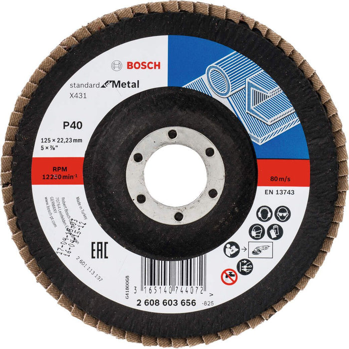 Bosch lamelni brusni disk X431, Standard for Metal 125 mm, 22,23 mm, 40 - 2608603656