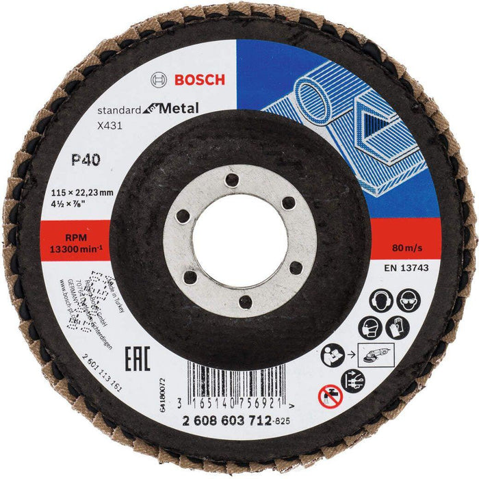 Bosch lamelni brusni disk X431, Standard for Metal 115 mm, 22,23 mm, 40 - 2608603712