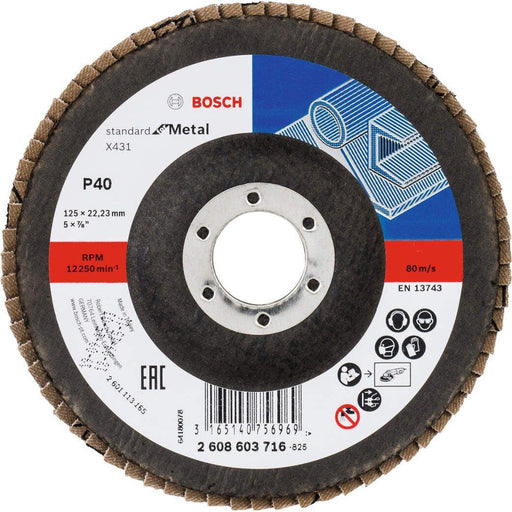 Bosch lamelni brusni disk X431, Standard for Metal 125 mm, 22,23 mm, 40 - 2608603716