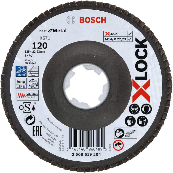 Bosch X-LOCK lamelne ploče, verzija pod uglom, vlaknasta ploča, Ø120 mm, G 80, X571, Best for Metal, 1 komad - 2608619204
