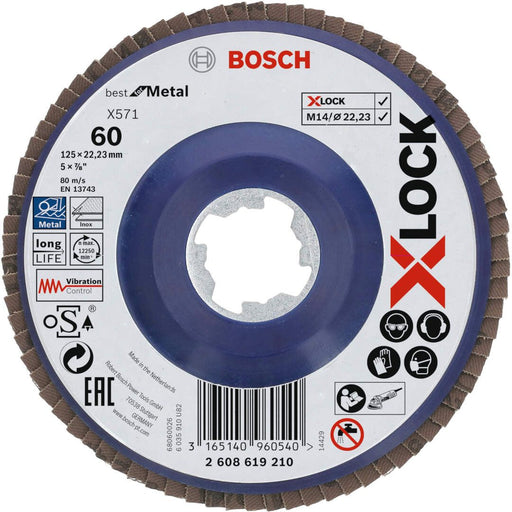 Bosch X-LOCK lamelne ploče, ravna verzija, plastična ploča, Ø125 mm, G 60, X571, Best for Metal, 1 komad - 2608619210