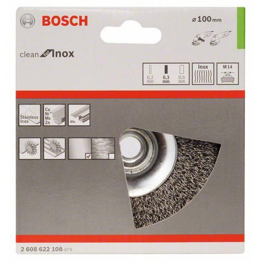 Bosch konusna četka, nerđajuća 100 mm, 0,35 mm, M14 - 2608622108