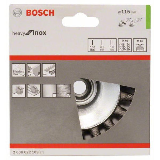 Bosch konusna četka, nerđajuća 115 mm, 0,35 mm, M14 - 2608622109