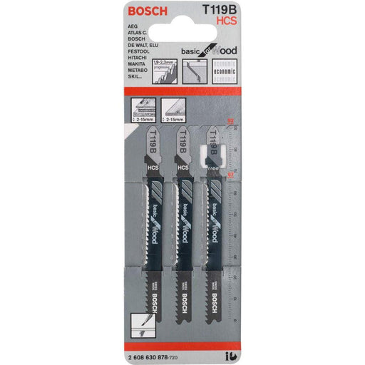 Bosch list ubodne testere T 119 B Basic for Wood - pakovanje 3 komada - 2608630878