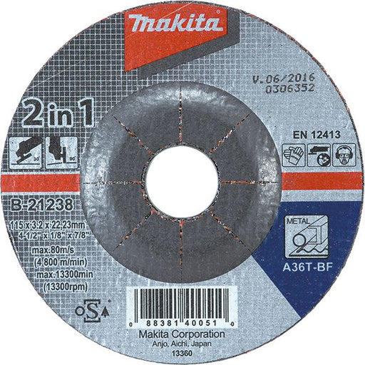 2 u 1 brusni disk za metal Makita B-21222