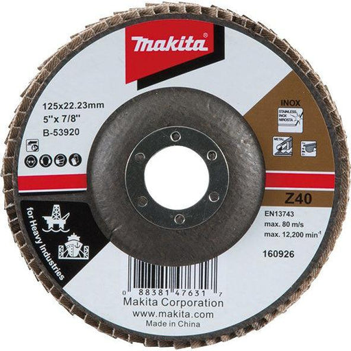 Industrial Flap Disc For Heavy duty 125x22,23 Z40 Makita B-53920