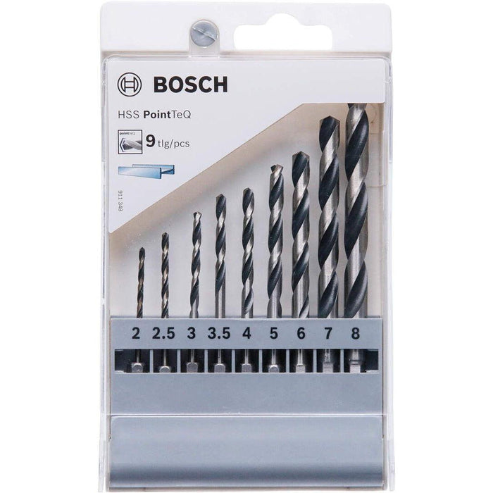 Bosch HSS spiralna burgija PointTeQ 2,0/2,5/3,0/3,5/4,0/5,0/6,0/7,0/8,0 mm sa šestougaonim HEX prihvatom pakovanje od 9 komada - 2607002826