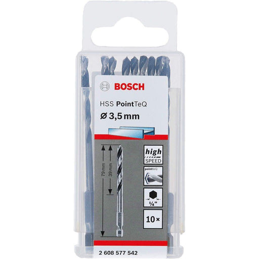 Bosch HSS spiralna burgija PointTeQ 3,5 mm sa šestougaonim HEX prihvatom pakovanje od 10 komada - 2608577542