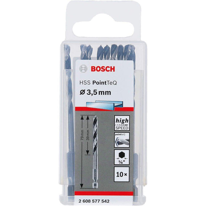 Bosch HSS spiralna burgija PointTeQ 3,5 mm sa šestougaonim HEX prihvatom pakovanje od 10 komada - 2608577542