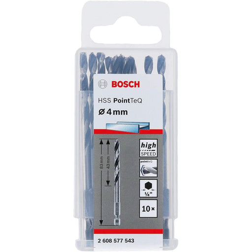 Bosch HSS spiralna burgija PointTeQ 4,0 mm sa šestougaonim HEX prihvatom pakovanje od 10 komada - 2608577543