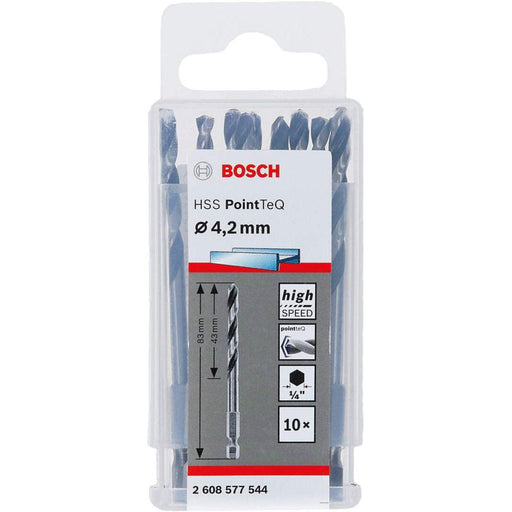 Bosch HSS spiralna burgija PointTeQ 4,2 mm sa šestougaonim HEX prihvatom pakovanje od 10 komada - 2608577544