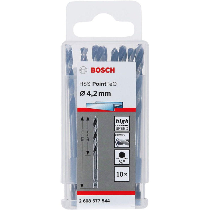 Bosch HSS spiralna burgija PointTeQ 4,2 mm sa šestougaonim HEX prihvatom pakovanje od 10 komada - 2608577544