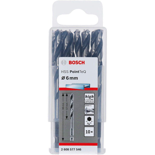 Bosch HSS spiralna burgija PointTeQ 6,0 mm sa šestougaonim HEX prihvatom pakovanje od 10 komada - 2608577546