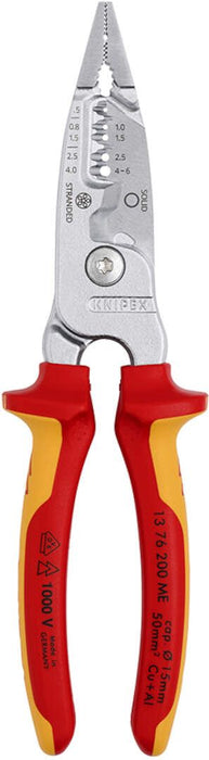 Knipex 1000V VDE izolovana kombinovana električarska klešta za skidanje izolacije 200mm (13 76 200 ME)