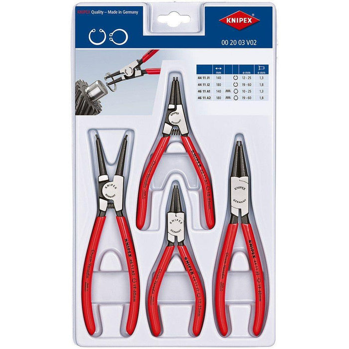 Knipex 4-delni set zeger klešta za unutrašnje i spoljašnje sigurnosne prstenove u blister pakovanju (00 20 03 V02)