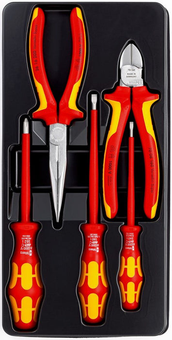 Knipex 5-delni set; sečice/špic klešta i 3 Wera izolovana odvijača (00 20 13)