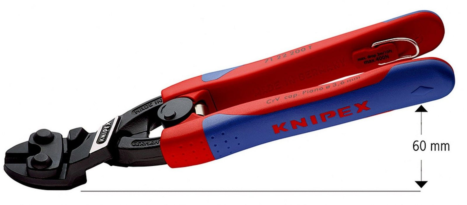 Knipex CoBolt® savijene sečice 200mm sa dodatkom za kačenje (71 22 200 T)