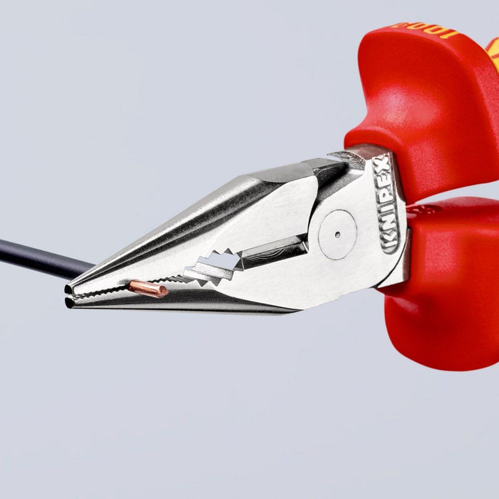 Knipex kombinovana špic klešta 1000V VDE izolovana 145mm sa dodatkom za kačenje (08 26 145 T)