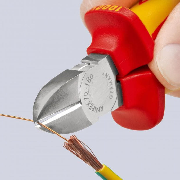 Knipex izolovane kose sečice sa dodatkom za kačenje 180mm 1000V VDE - hromirane (70 06 180 T BK)