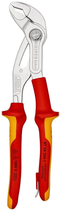 Knipex papagaj - 1000V VDE izolovana cevna klešta 250mm COBRA 2" sa dodatkom za kačenje - hromirana (87 26 250 T)