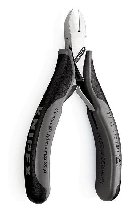 Knipex precizne kose sečice za elektroniku sa oprugom i stezaljkom za žicu 115mm (77 12 115 ESD)