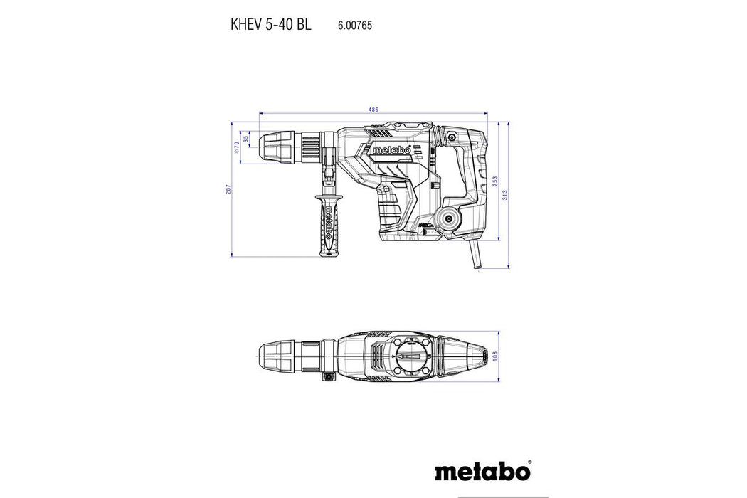 Metabo KHEV 5-40 BL SDS max elektro-pneumatski čekić sa motorom bez četkica (600765500)-SBT Alati Beograd