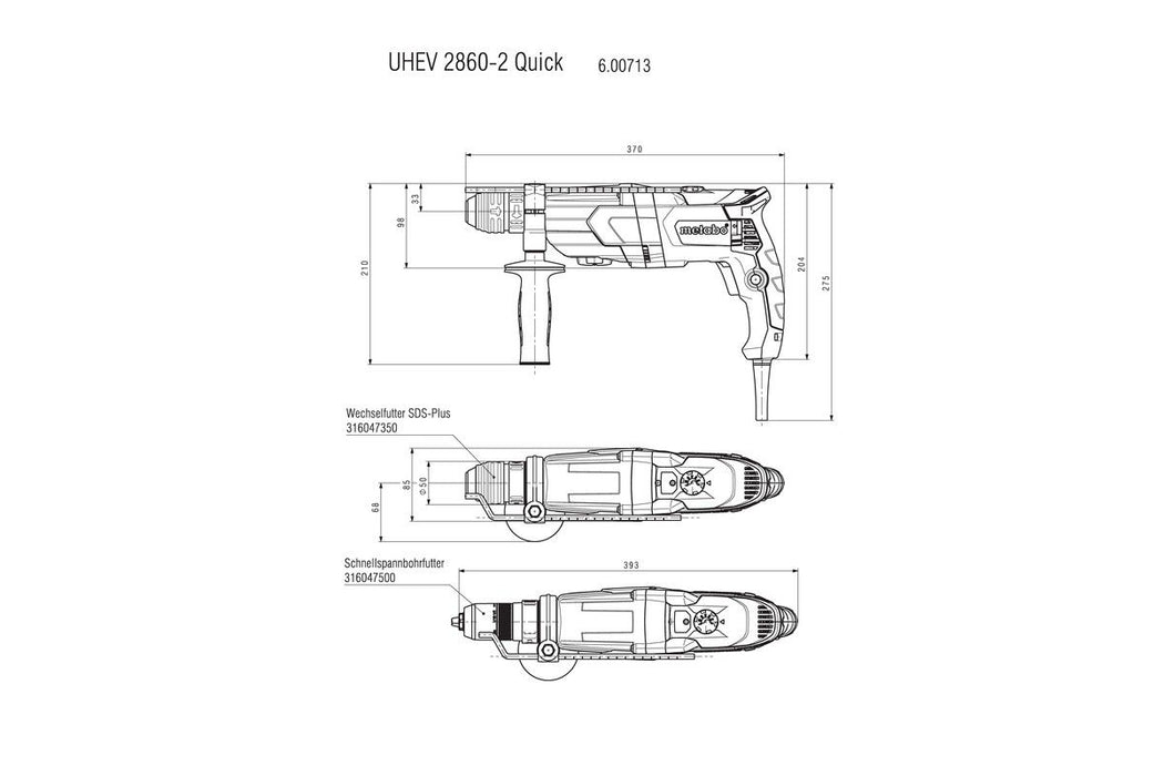 Metabo UVEH 2860-2 Quick SDS-plus pneumatska bušilica (600713500)-SBT Alati Beograd