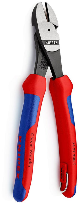 Ojačane Knipex kose sečice 200mm - pod 12° sa dodatkom za kačenje (74 22 200 T)