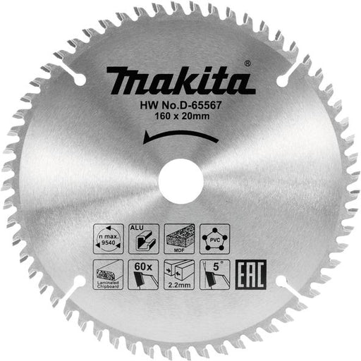 TCT list testere 165mm x 20mm x 60T Makita D-65573