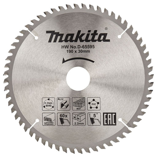 TCT list testere 190mm x 30mm x 60T Makita D-65595