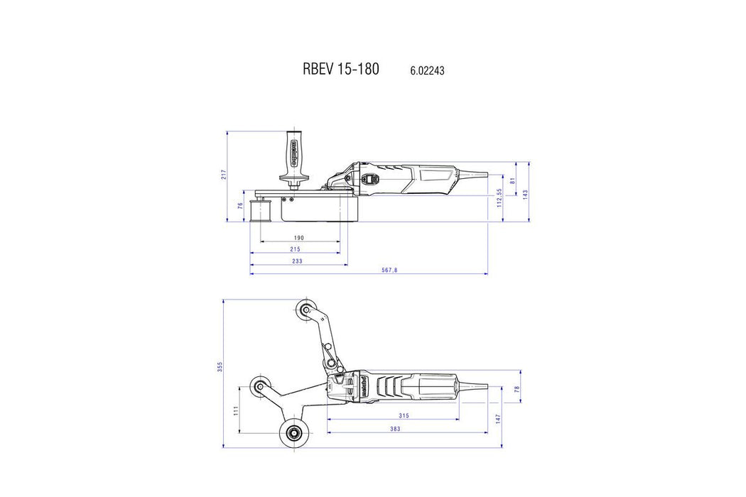 Tračna brusilica za cevi Metabo RBE 15-180 Set; 1.550 W (602243500)-SBT Alati Beograd